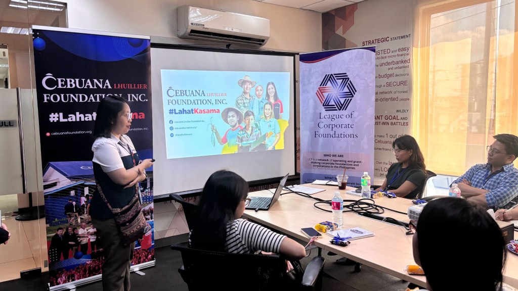 Adjie Ubaldo presenting during a Learning Journey session at Cebuana Lhuillhier Foundation, Inc.